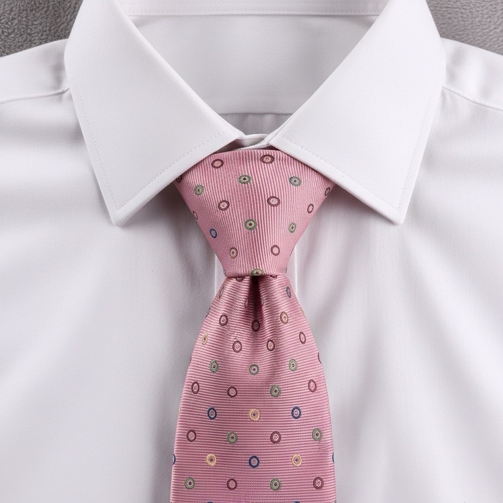Brooks Brothers Necktie Mens Pink Silk Geometric Print Designer‎ Dress Tie